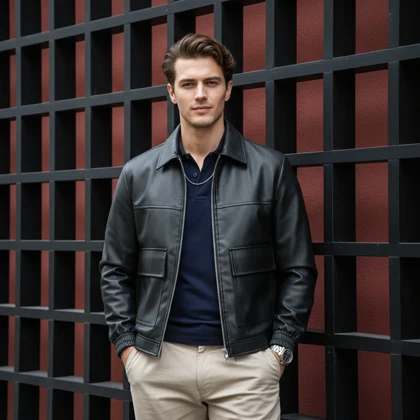 کت چرم آستر دار برش باکسی