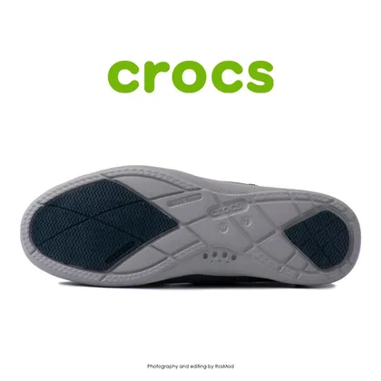 لوفر زنانه کراکس - Crocs Walu 2 Striped Floral Loafer Navy/Silver