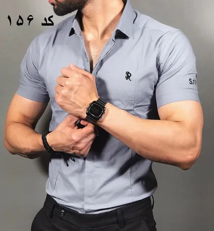 پیراهن آستین کوتاه مردانه طوسی