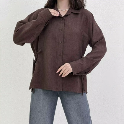 شومیز زنانه لینن بند دار