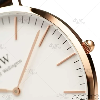 ساعت دنیل ولینگتون مردانه قاب رزگلد بند چرم سرمه ای 104112