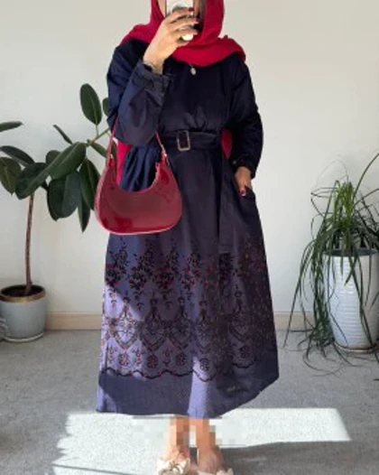 مانتو کتان با خرج کار مخمل کوب