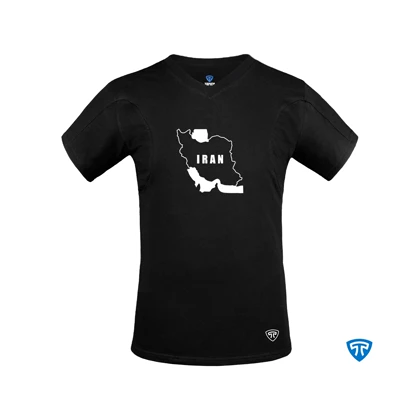 تیشرت نانو آنتی باکتریال ضدتعریق مردانه یقه هفت بسته مشکی طرح ایران من