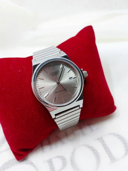 ساعت کاسیو مردانه بند ریلی رنگ صفحه طوسی