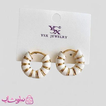 گوشواره دخترانه YSX مدل حلقه‌ای سفید طلایی کد 2991