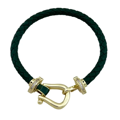 دستبند زنانه شیک با طرح بافت و قفل طلایی