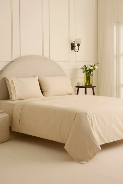 سرویس روتختی دو نفره Karaca Home مدل Velisse پنبه‌ای - بژ