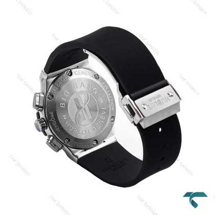 ساعت هابلوت زنانه سه موتوره کرنوگراف استیل مشکی دورنگین Hublot-6188-L