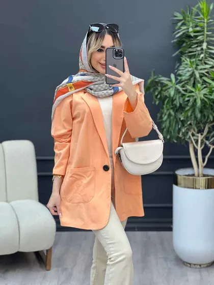 مانتو لینن کتی تک دکمه