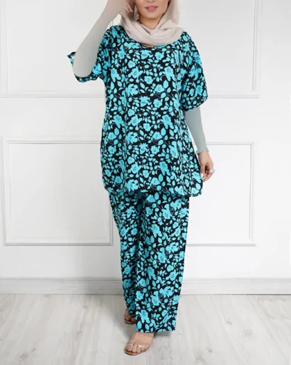 بلوز شلوار نخی مریم گلی 2050