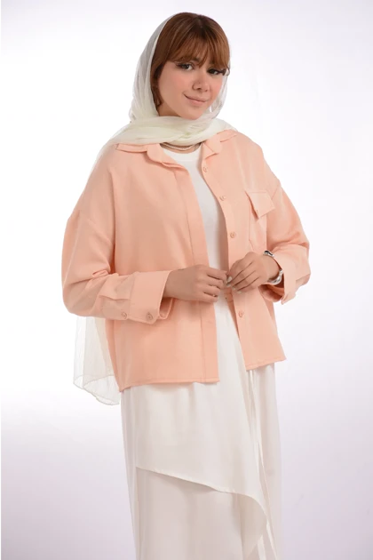 شومیز کوتاه کریستال تک جیب ثمین