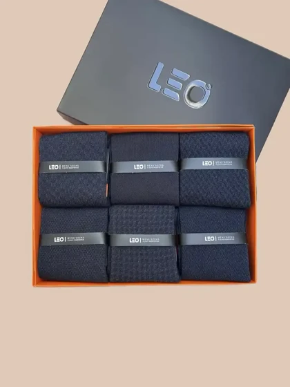 پک جوراب ساق بلند مردانه کلاسیک طرح دار LEO کد 132-133