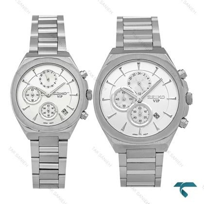 ساعت ست سیکو VIP سه موتوره کرنوگراف تمام سیلور Seiko-8821-S