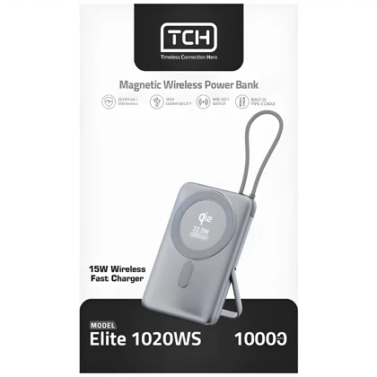 پاور بانک بی سیم تی سی اچ TCH مدل Elite 1020WS ظرفیت 10000 توان 22.5 وات