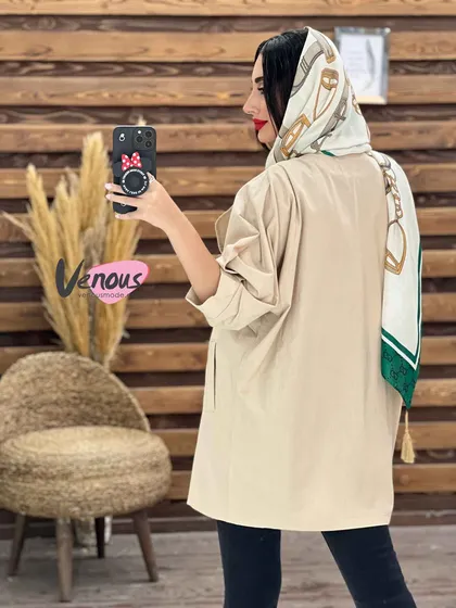 مانتو لینن کتی یقه آمریکایی
