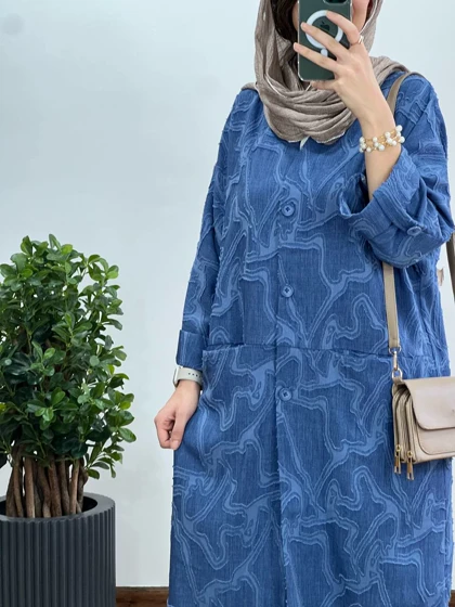 مانتو بلند جلو دکمه ژاکلین