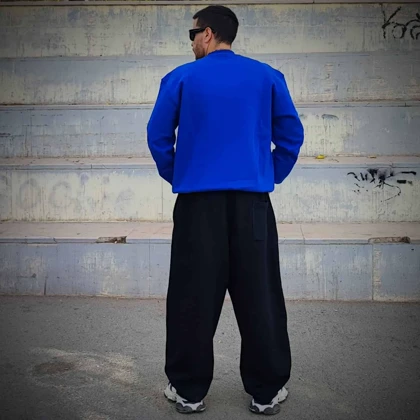 ست دورس کاپلی سه‌نخ پنبه خارخورده | مدل BASIC آبی و سفید برای زوج‌ها 💙🤍