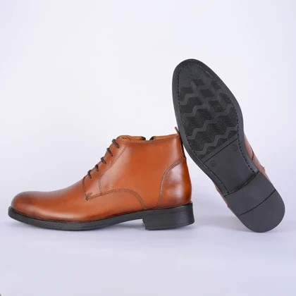 بوت مردانه عسلی دراتی مدل بند و زیپ