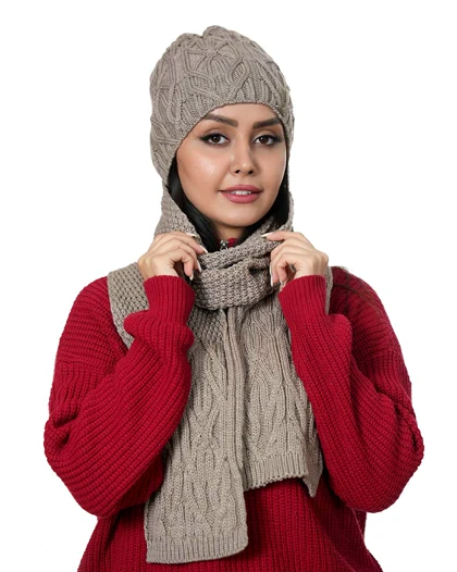شال و کلاه زمستانی زنانه سیلکا مدل صحرا