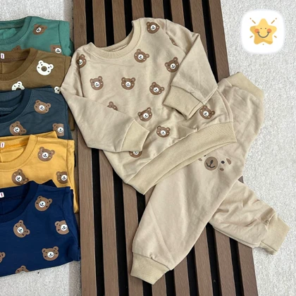 بلوز شلوار اسپرت (دختر و پسر) اقتصادی مدل خرسی کد 19 مناسب 2 تا 8 سال