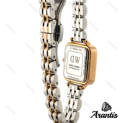 ساعت DW دنیل زنانه مربعی دورنگ رزگلد صفحه سبز w-1627