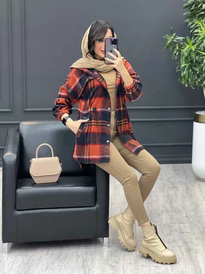 شکت چهارخونه کلاه دار کمرگت