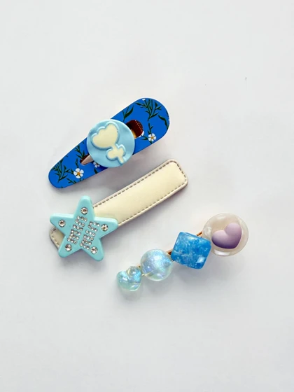 گیره مو طرح ستاره و قلب بسته هفت عددی