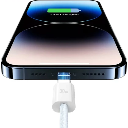 کابل تایپ سی به لایتنینگ یوسامز USAMS مدل US-SJ657 توان 30 وات 1.2 متر