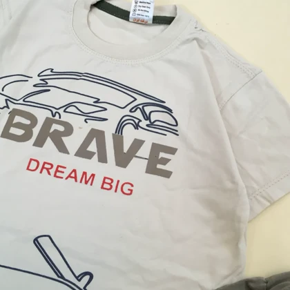 ست تیشرت شلوارک پسرانه طرح ماشین BRAVE سایز 45 تا 60