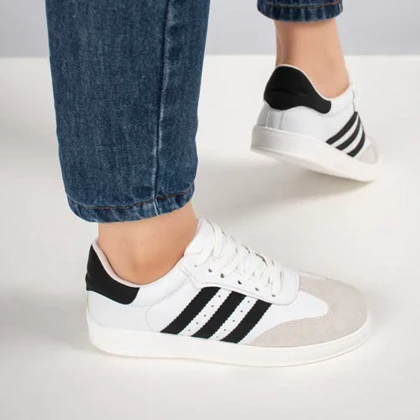 کفش و کتانی زنانه و دخترانه مدل آدیداس ADIDAS رنگ سفید مشکی