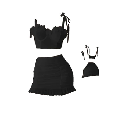 ست فانتزی شکوفه فنردار دامنی مشکی برند لاریسا کد 4919