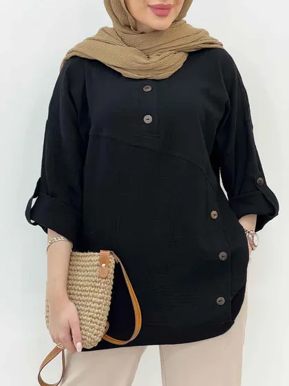 شومیز برش‌دار سه دکمه