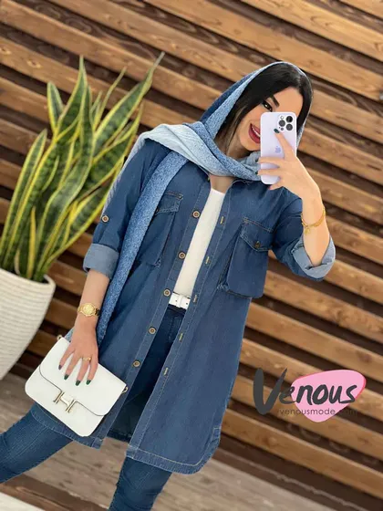 مانتو جین کاغذی دو جیب