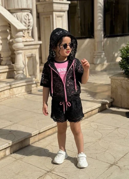 سه تیکه گیپور دار دخترانه