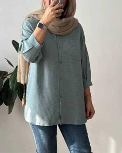 شومیز مانتویی لینن نخ تینا 1