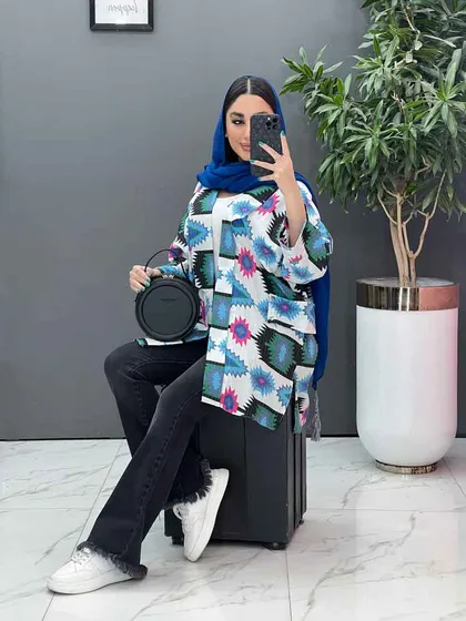 مانتو نخی طرح دار کوک دوزی