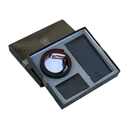 ست هدیه سه تکه کیف پول و کمربند و جاکارتی مردانه چرمی Massimo Dutti LUXURY-2931