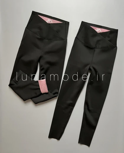 لگ زنانه کمر هفتی داخل خز دار زنانه تک‌رنگ مشکی