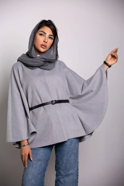 پانچو زنانه کمربند دار لامر