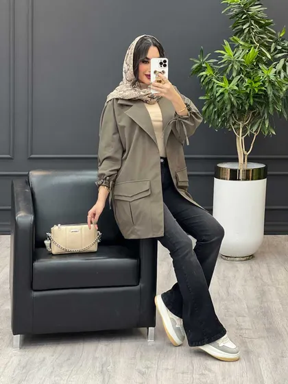 بارانی سرجیب دوبل آستین بنددار