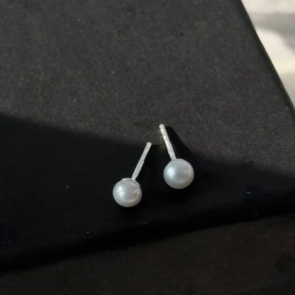 گوشواره مروارید نقره سایز ریز