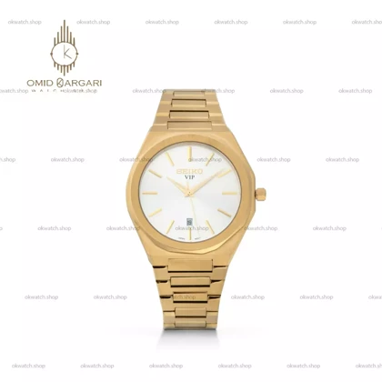 ساعت مچی سیکو بند طلایی صفحه سفید Seiko VIP