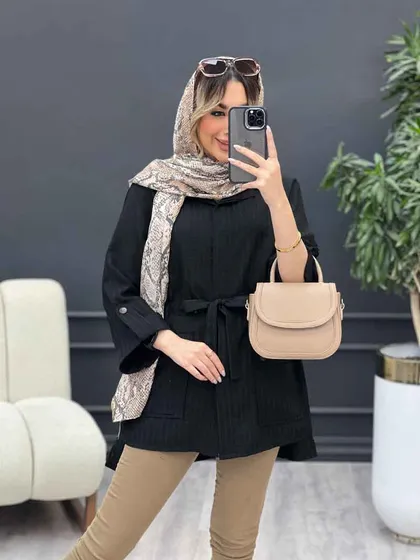 مانتو دکمه مخفی آستین پاگن