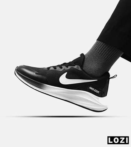 کفش کتانی مردانه و زنانه مشکی سفید Nike air zoom مدل 4546