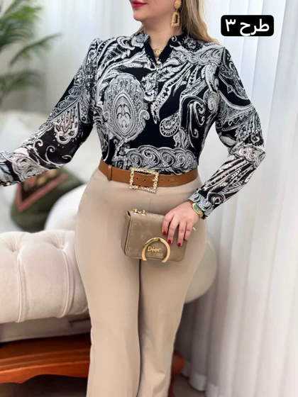 شومیز حریر جلو دکمه 2863