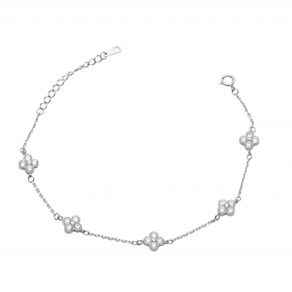 دستبند نقره ونکلیف پنج گل کد 351261