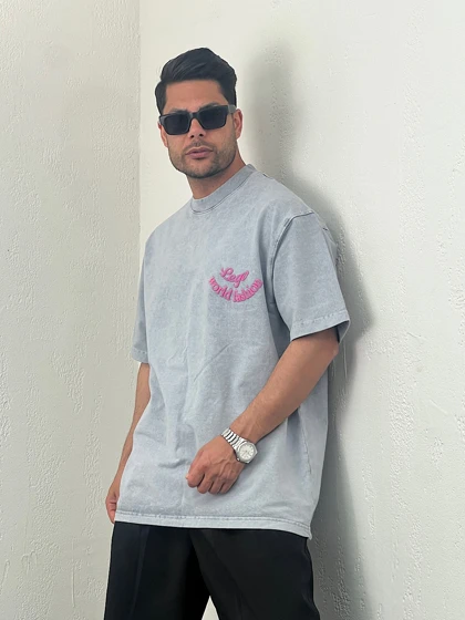 تیشرت دورس مردانه سنگشور چاپ پفکی