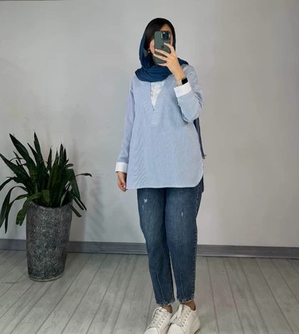 تونیک مانتویی راه راه آیلا