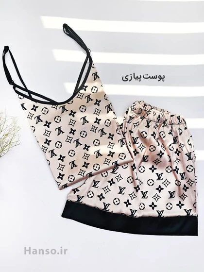 لباس خواب زنانه ساتن ست تاپ و شلوارک لوندر Lavender