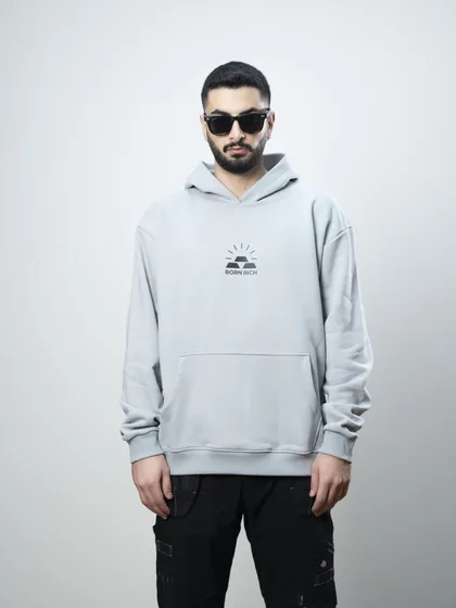 هودی مدل LOGO TYPE طوسی برند بورن ریچ bornrich